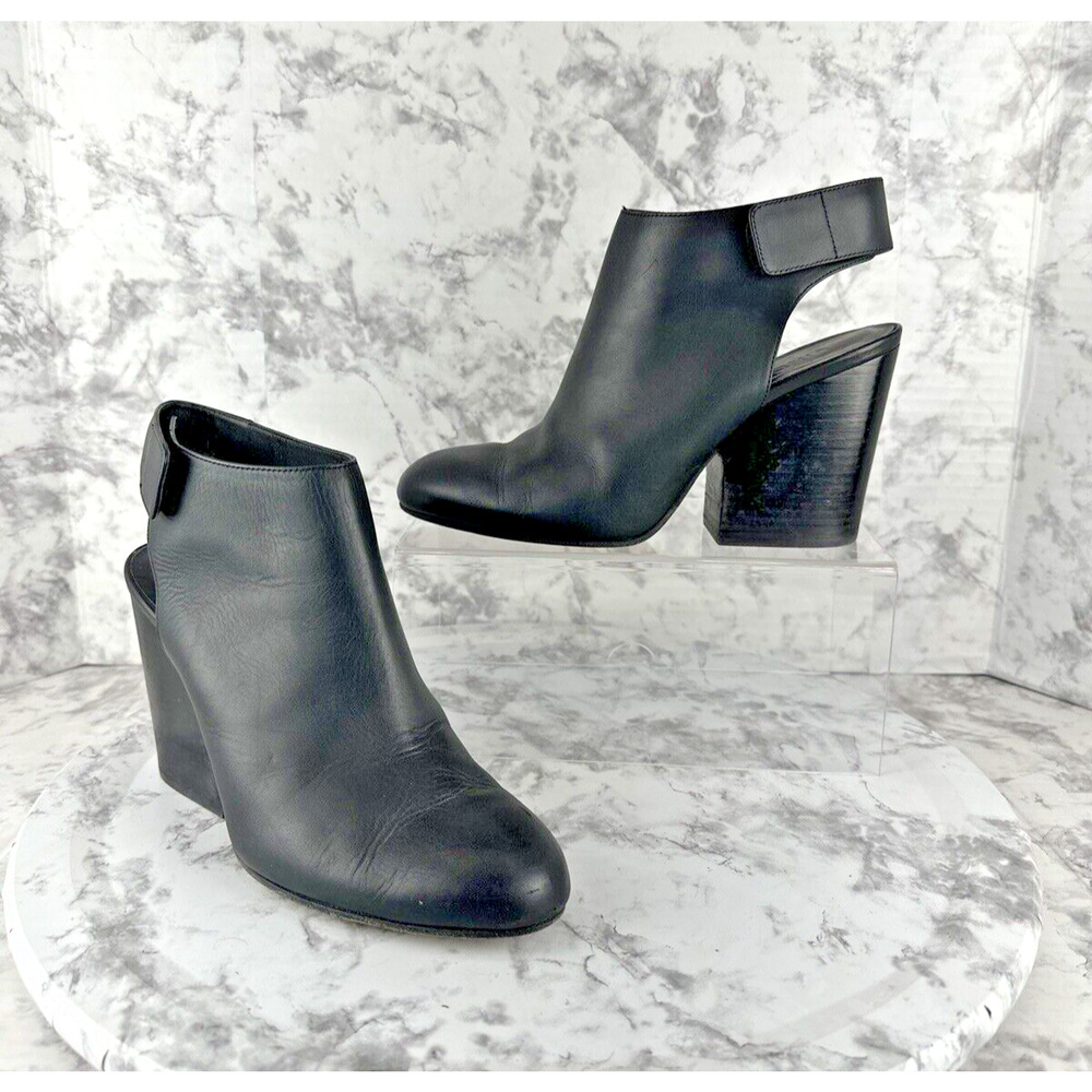 Vince Womens Ingrid Ankle Bootie Open Back Strap Size 9 Black‎ Leather